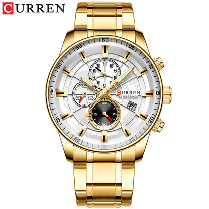 CURREN 8362 Stainless Steel Quartz Watch for Men - Gold