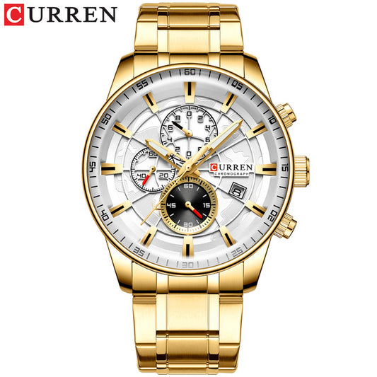 CURREN 8362 Stainless Steel Quartz Watch for Men - Gold