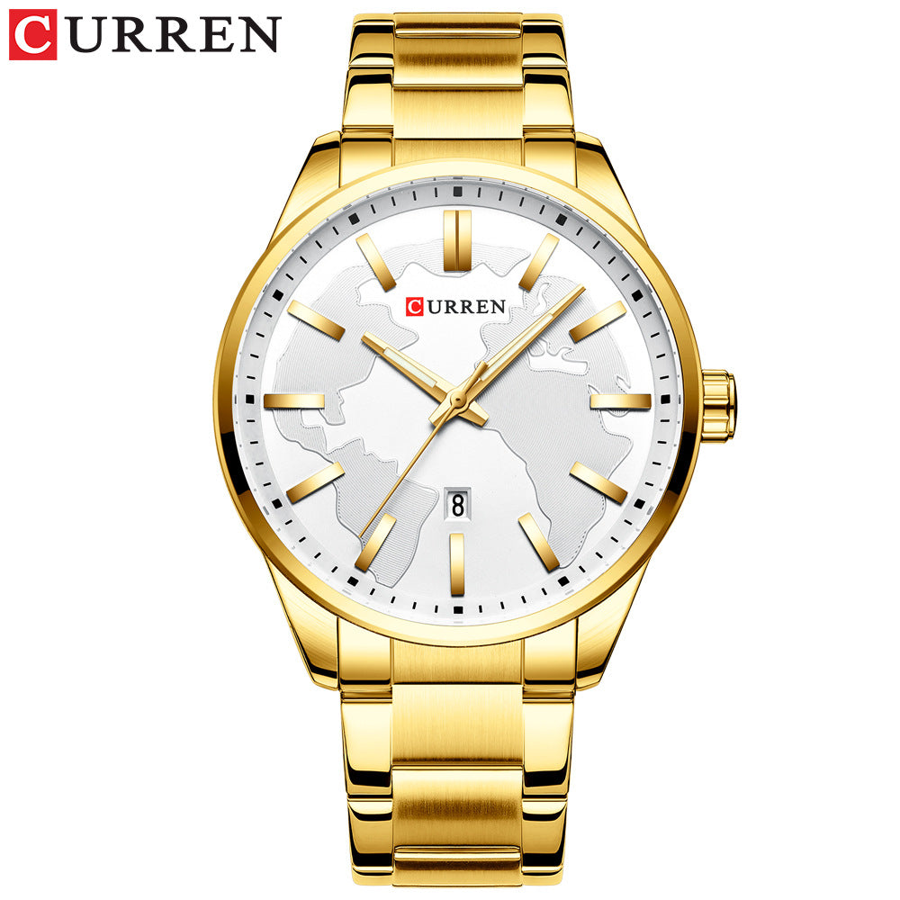CURREN 8366 Stainless Steel Quartz Watch for Men - Gold
