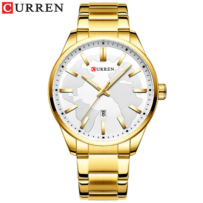 CURREN 8366 Stainless Steel Quartz Watch for Men - Gold