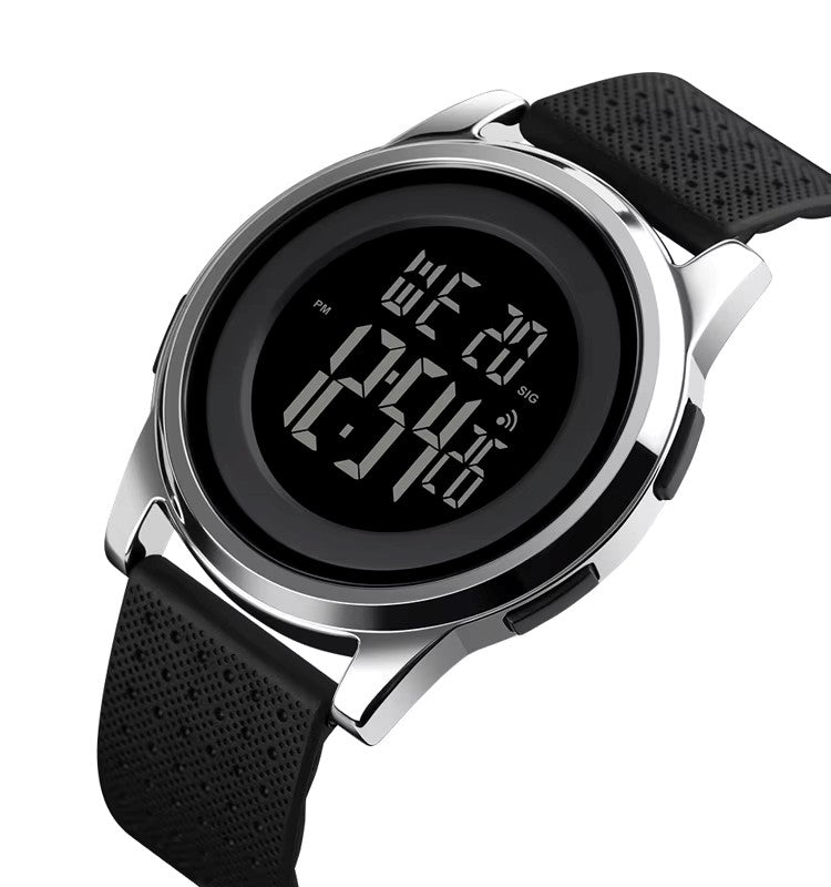 SKMEI 1502 Silicon strap resin glass 5 ATM waterproof digital watch for Men’s- Black Silver