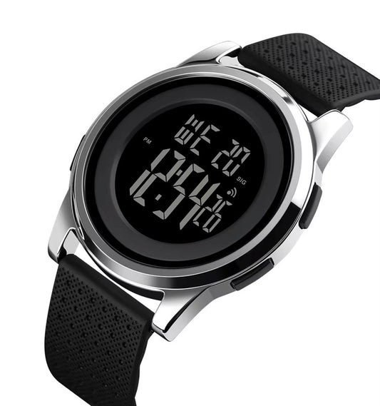 SKMEI 1502 Silicon strap resin glass 5 ATM waterproof digital watch for Men’s- Black Silver