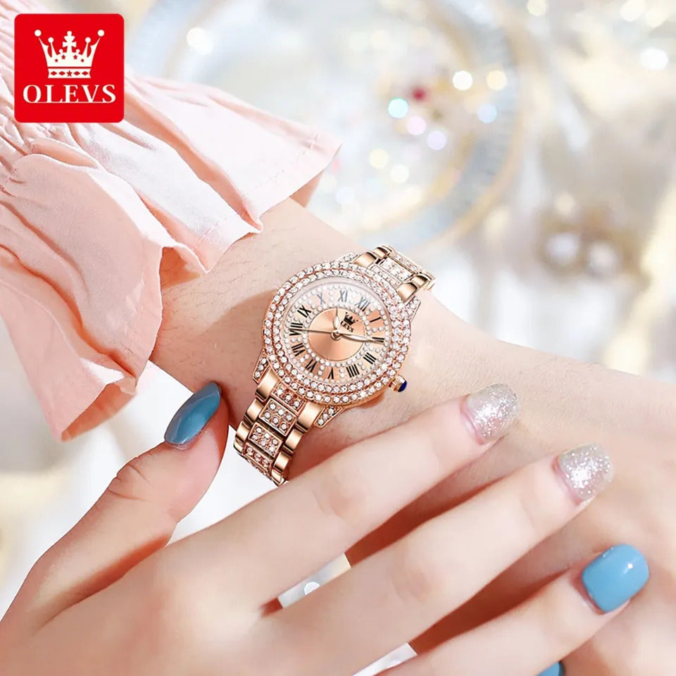 Olevs 9943 Luxury Fashion Ladies Diamond Rhinestone Quartz Watch For Women