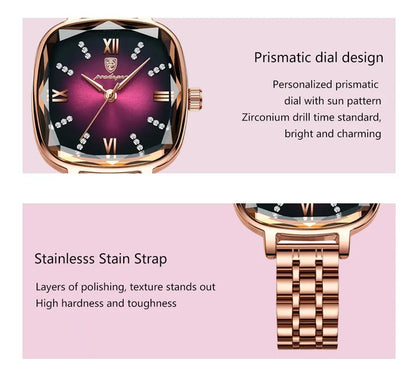 POEDAGAR 712 Wristwatch for Women - Rose Gold & Magenta