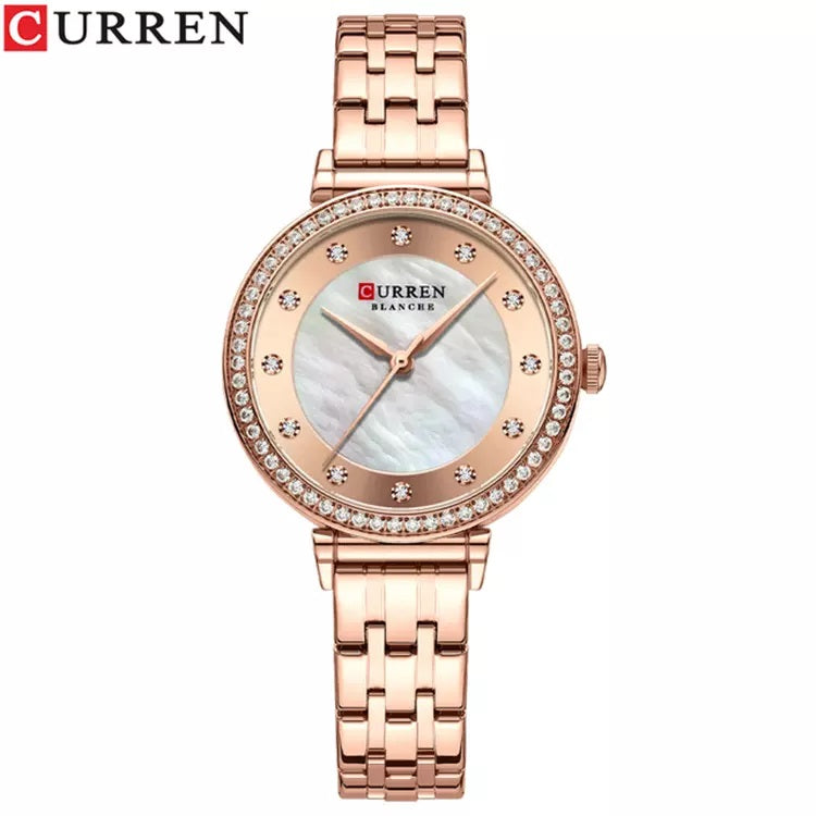 CURREN 9087 Watches for Women – Rose Gold & White
