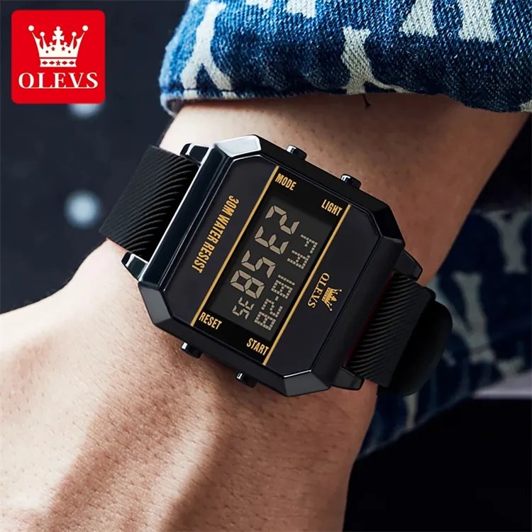 OLEVS 1103 Multifunction Digital Luminous Fashion Cool Sports wristwatch- Black