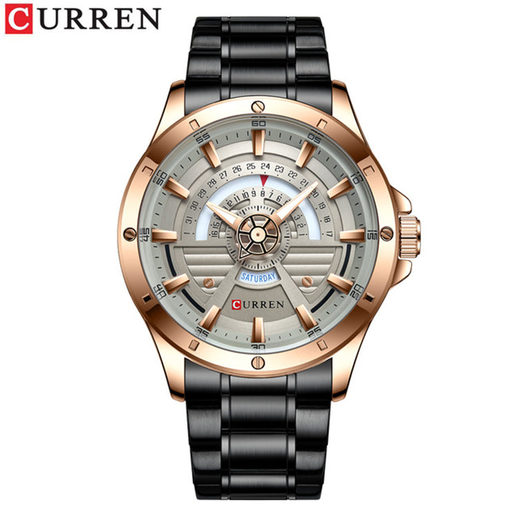 CURREN 8381 Luxury Quartz Watch for Men - Black & Silver