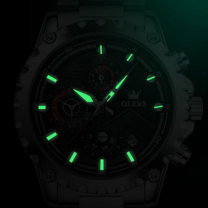 OLEVS 2873 Multi-function Chronograph Men's Watch- Black