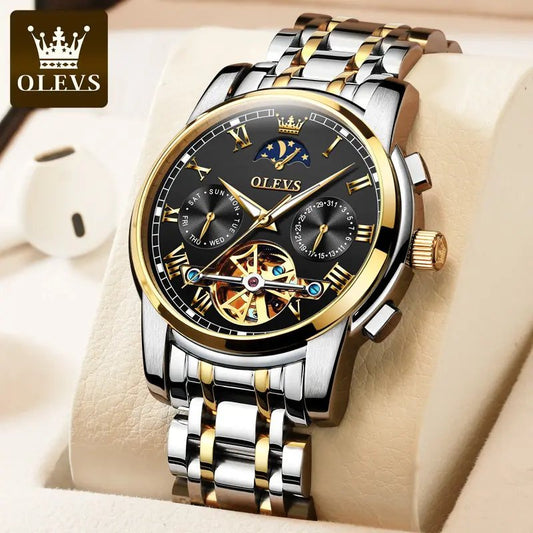 OLEVS 6617 Men’s Classic Mechanical Watch- Silver Black