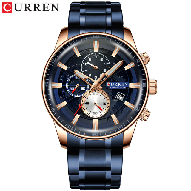 CURREN 8362 Stainless Steel Quartz Watch for Men - Blue