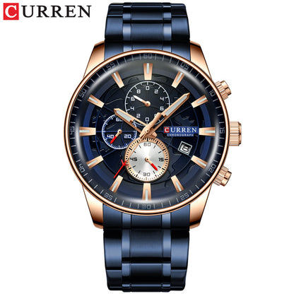 CURREN 8362 Stainless Steel Quartz Watch for Men - Blue