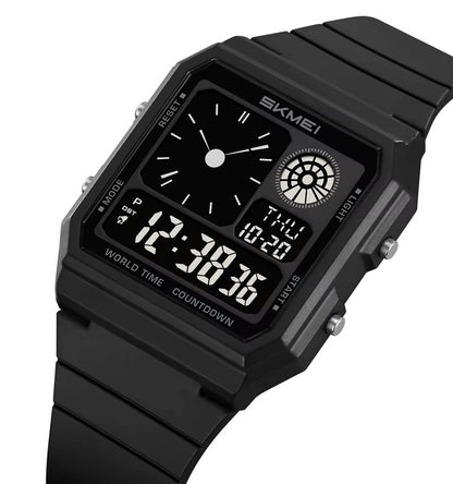 SKMEI 2347 Multifunctional Water-proof Ultra thinness 35.8mm dial Sports watch- Black