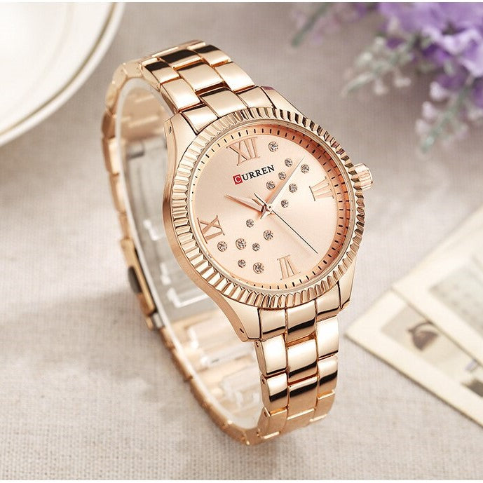 CURREN C9009L Stainless Steel Watch for Women – Rose Gold
