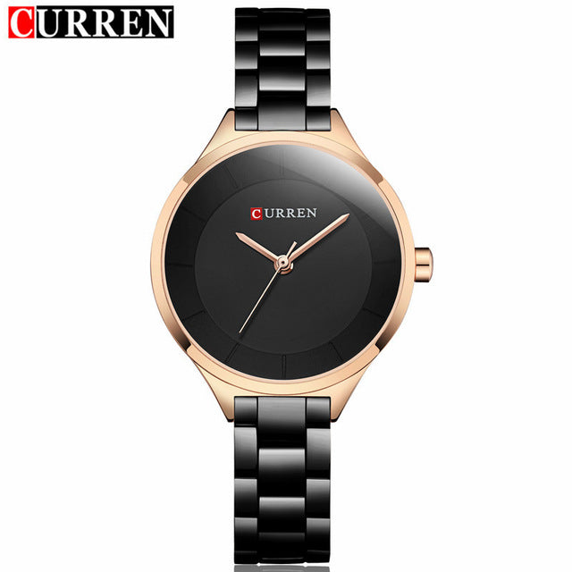 Curren C9015L Stainless Steel Analog Watch for Women - Black