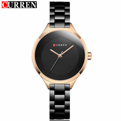 Curren C9015L Stainless Steel Analog Watch for Women - Black
