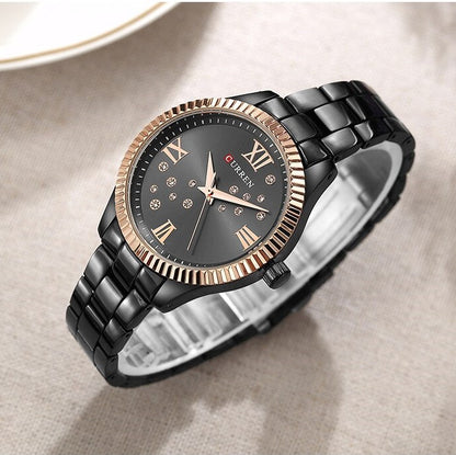CURREN C9009L Stainless Steel Watch for Women – Black
