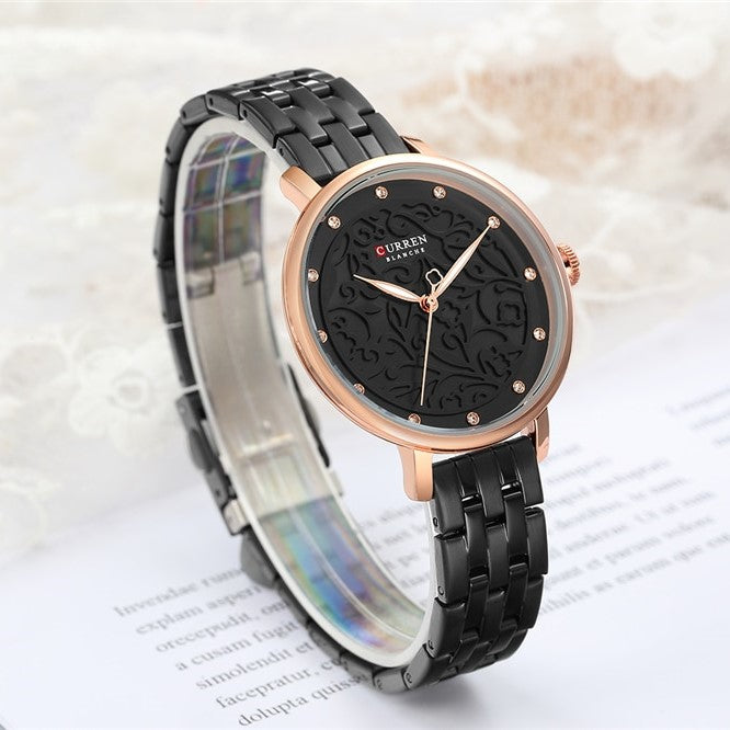 Curren C9046L Stainless Steel Analog Watch for Women - Black