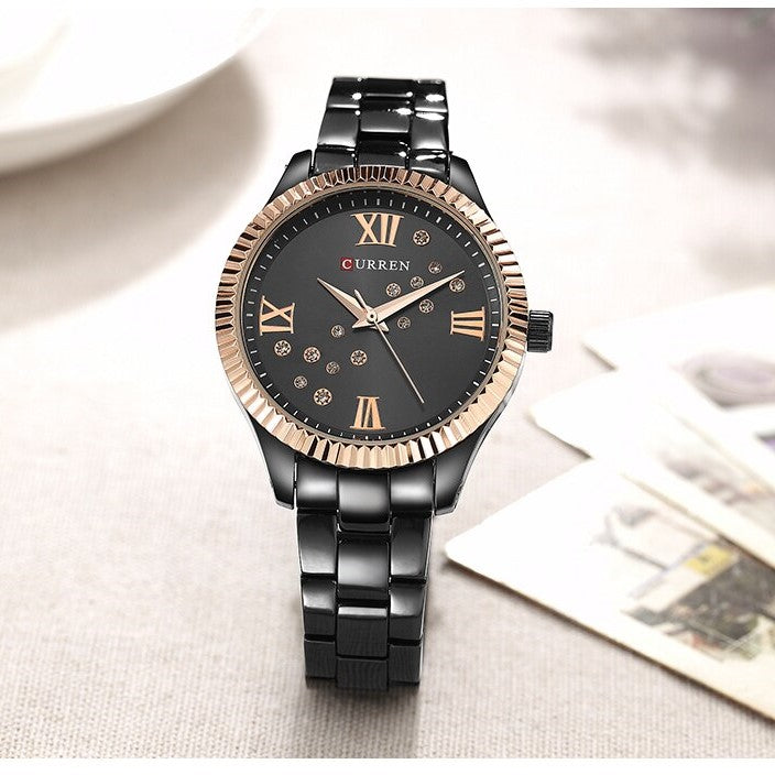 CURREN C9009L Stainless Steel Watch for Women – Black