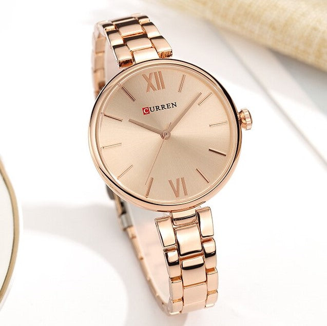 CURREN 9017 Luxury Brand Watch – For Women - Rose Gold