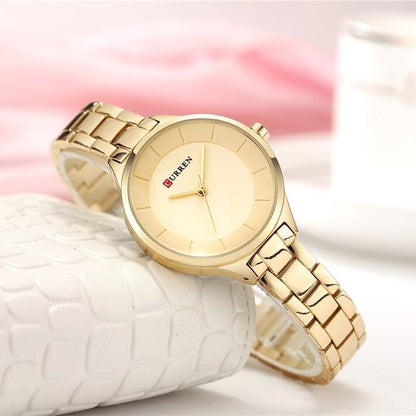 Curren C9015L Stainless Steel Analog Watch for Women - Gold