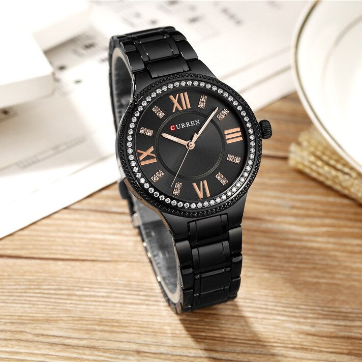 CURREN C9004L Stainless Steel Watch for Women – Black