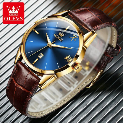 Olevs 2865 Luxury Fashion Belt Watch For Men's- Brown Gold & Blue
