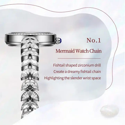 OLEVS 9971 Trendy Rhinestone Bracelet Watch For Women-Silver