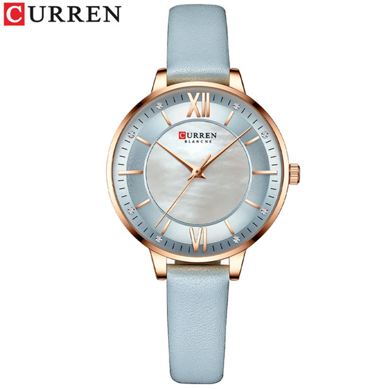 CURREN 9080 Belt Quartz Belt Wristwatch for Women - Sky Blue