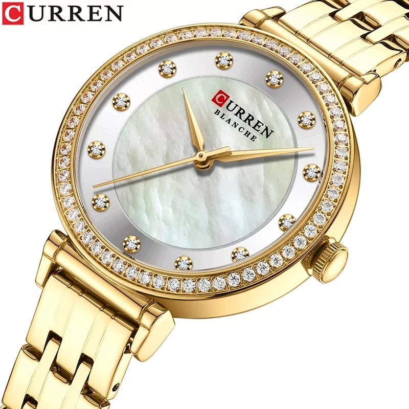 CURREN 9087 Watches for Women – Gold & White