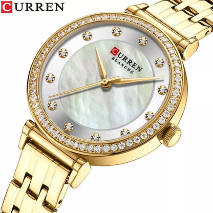 CURREN 9087 Watches for Women – Gold & White