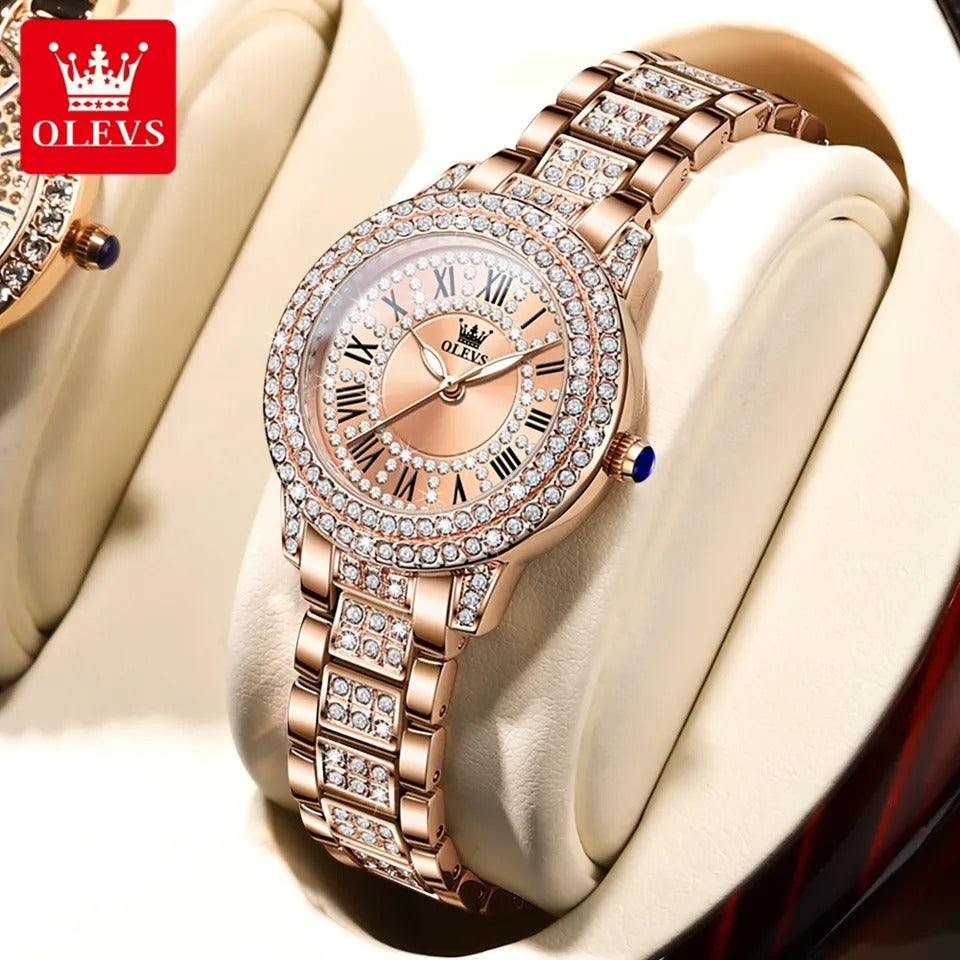Olevs 9943 Luxury Fashion Ladies Diamond Rhinestone Quartz Watch For Women