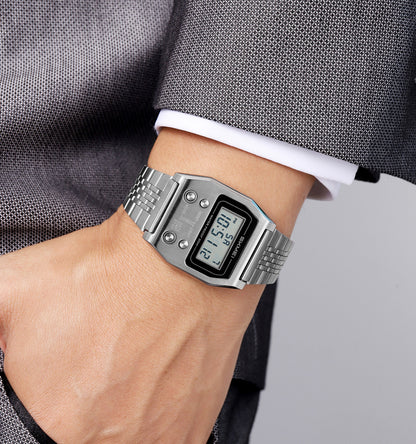 SKMEI 2460 Digital LED Display 3BAR Water Resistance Men's Classic Design watch- Silver