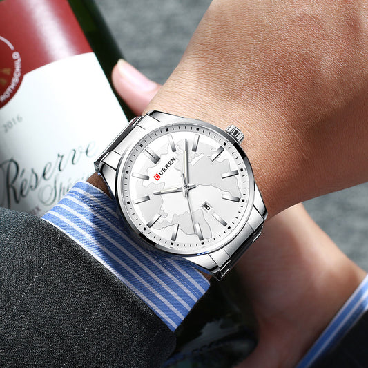 CURREN 8366 Stainless Steel Quartz Watch for Men - Silver