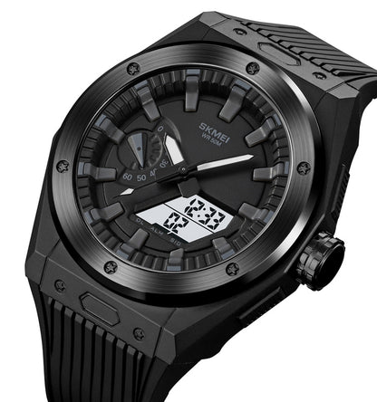 SKMEI 2103 Dual Time Digital Analog Quartz Men's Watch - Black