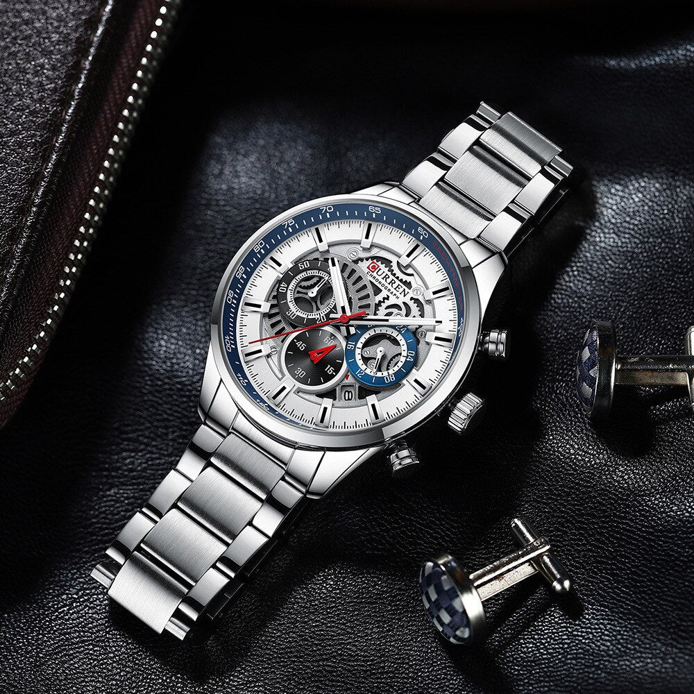 CURREN 8391 Stainless Steel Watch for Men - Silver