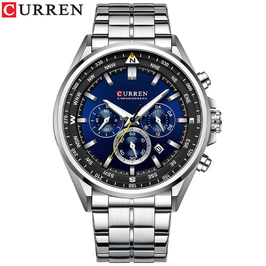 CURREN 8399 Stainless Steel Watch for Men - Silver & Blue