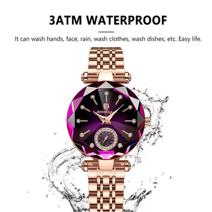 POEDAGAR 719 Trendy Wristwatch for Women - Rose Gold & Purple
