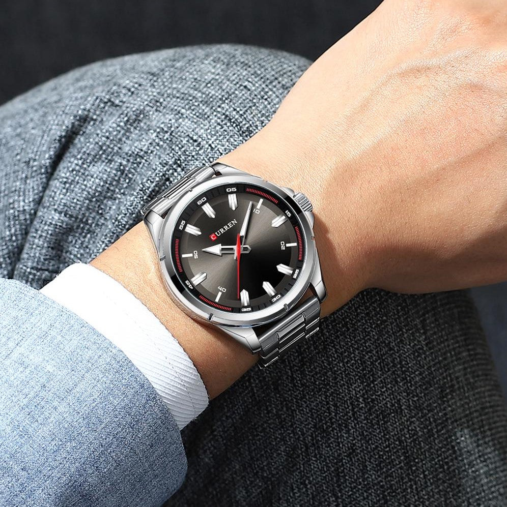 CURREN 8320 Business Series Stainless Steel Watch for Men - Silver & Black