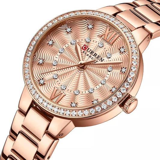 Curren 9085 Creative Stainless Steel Watch for Women - Rose Gold