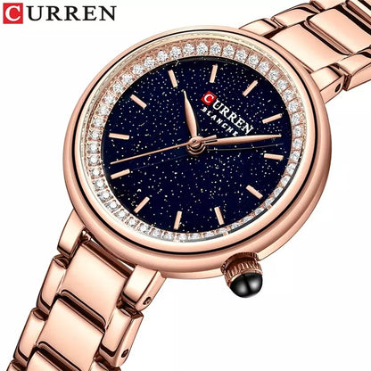 Curren 9089 Trendy Quartz Movement Wristwatch for Women - Rose Gold & Black
