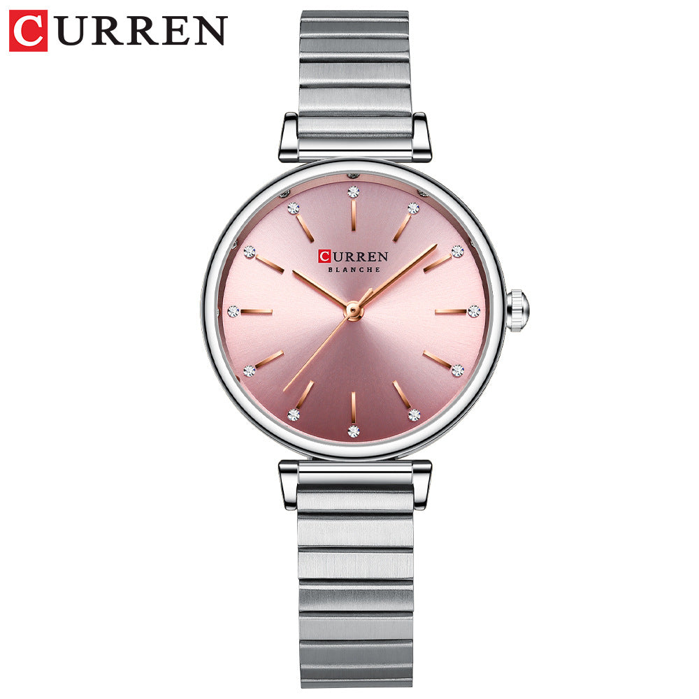 Curren 9081 Quartz Wristwatches for Women - Silver & Pink
