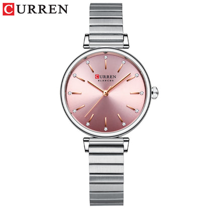 Curren 9081 Quartz Wristwatches for Women - Silver & Pink