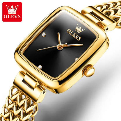 Olevs 9948 Luxury elegant stainless steel fashion Women’s quartz watch- Gold Black