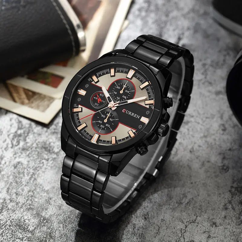 Curren 8274 Luxury Men Wrist Watch Alloy Strap Business Quartz Classic Brand Watch for Men’s- Black