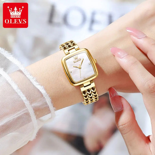 Olevs 9948 Luxury elegant stainless steel fashion Women’s quartz watch- Gold Silver