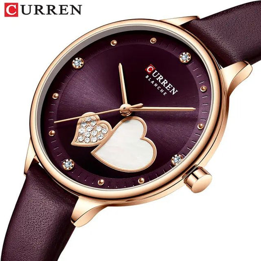 CURREN 9077 Belt Quartz Wristwatch for Women - Maroon