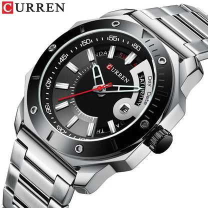 CURREN 8344 Stainless Steel Watch for Men - Silver & Black