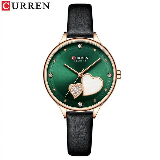 CURREN 9077 Belt Quartz Wristwatch for Women - Black & Green