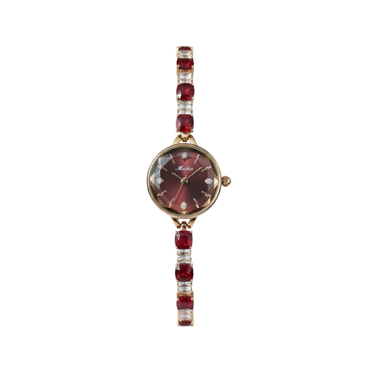 MEIBIN M1703L Luxury Crystal Bracelet Ladies Watch-Maroon