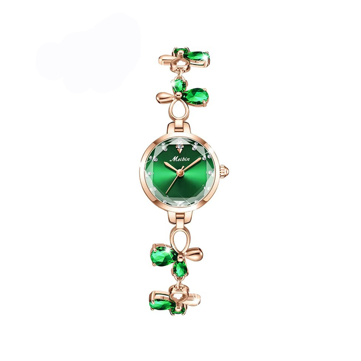 MEIBIN 1673 Butterfly Diamond Bracelet Ladies Watch-Green